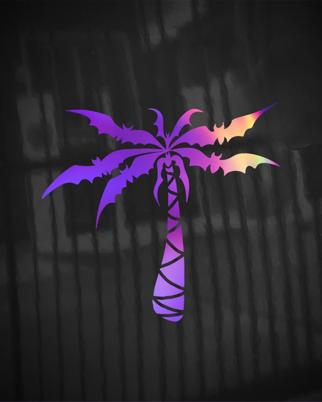 Bats Palm Tree Vinyl Decal