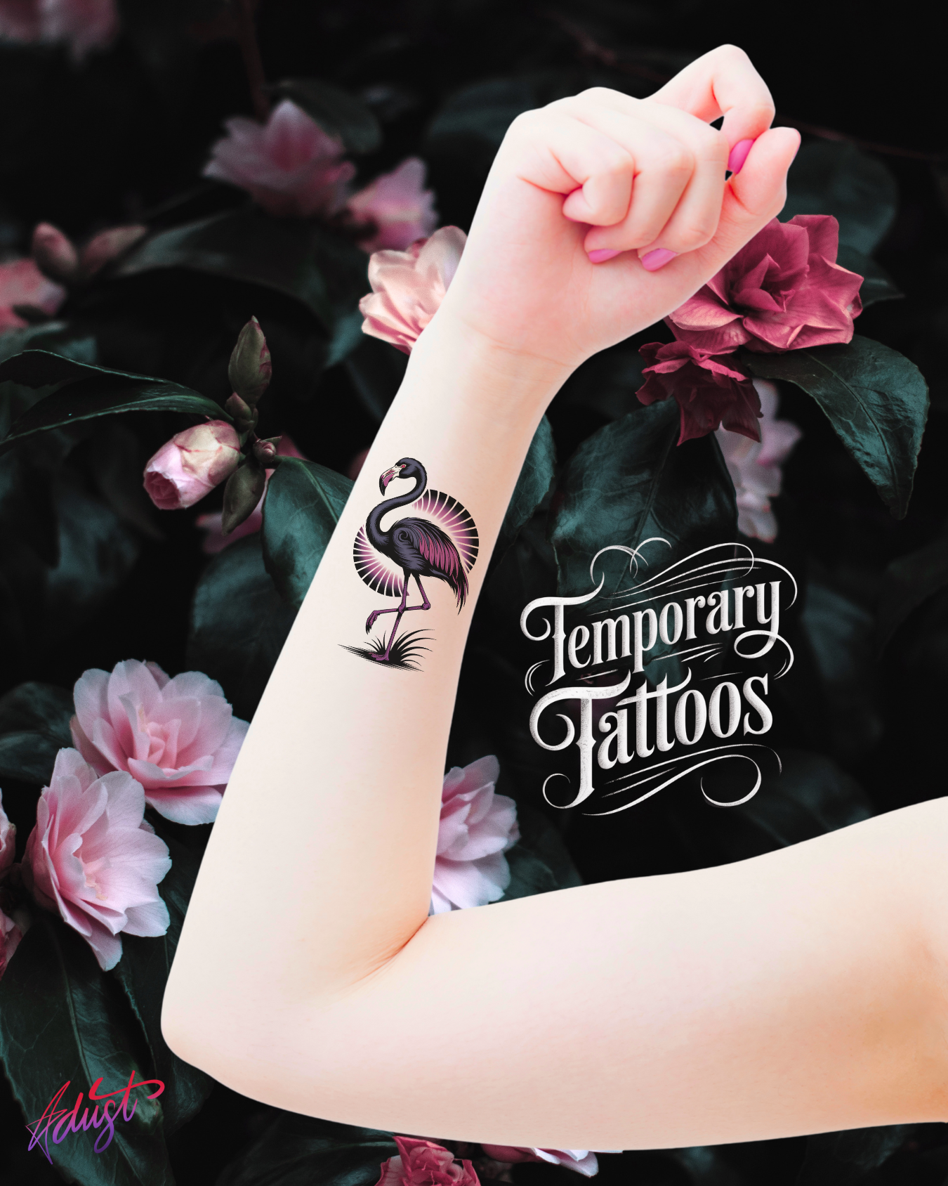 Jerry the Flamingo - 2" Temporary Tattoos