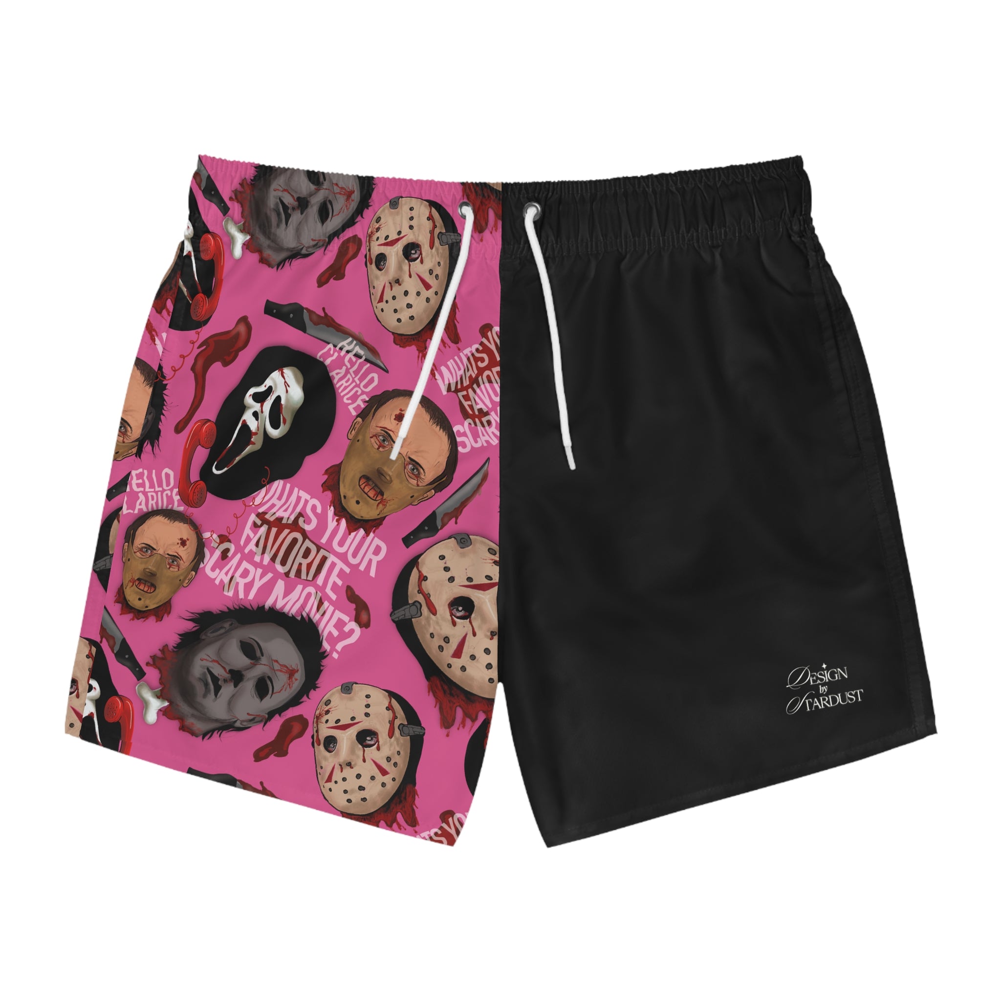 Horror Fan Beach Swim Trunks L Seam thread color automatically matched to design