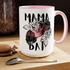 Mama Bat Mug Two-Tone Coffee Mugs, 15oz 15oz Pink