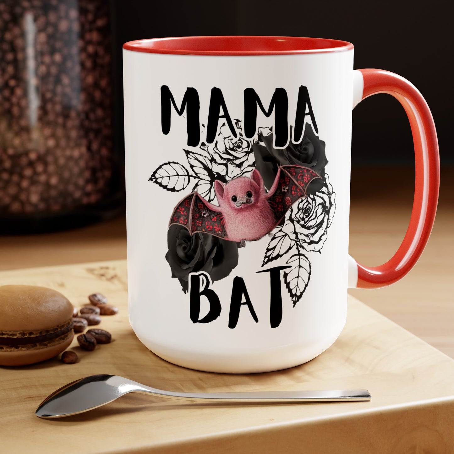 Mama Bat Mug Two-Tone Coffee Mugs, 15oz