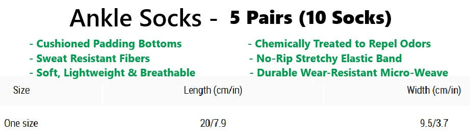 The Perfect Music Festival Socks (5 Pairs) Sweat-proof, Odor-proof, Breathable 420 Weed Leaf Ankle Socks