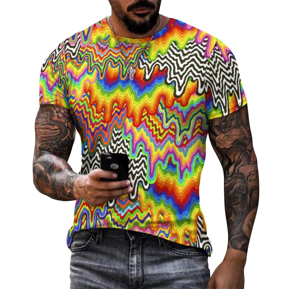 Men's Psychedelic Brain Belt You Fitted Rave Shirt Super Soft Breathable Sweat-Proof Odor-Resistant Music Festival Tee