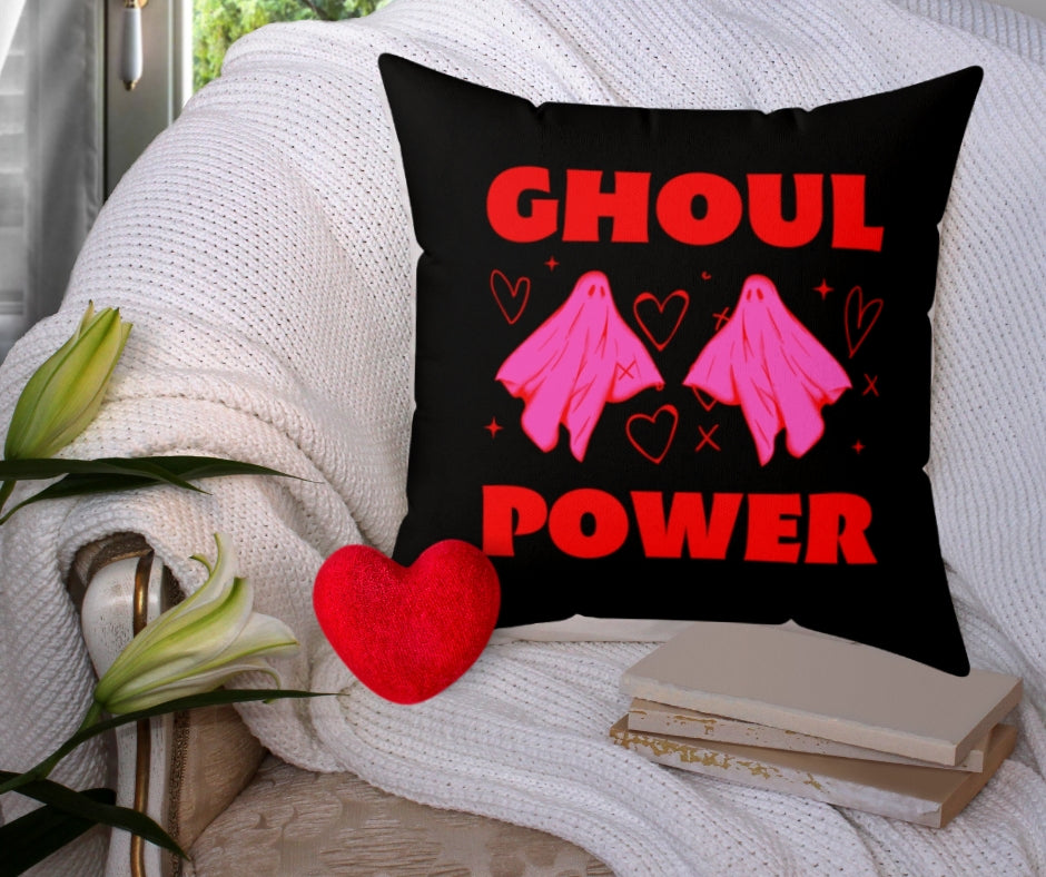 Ghoul Power Black Pillow Galentine's Day