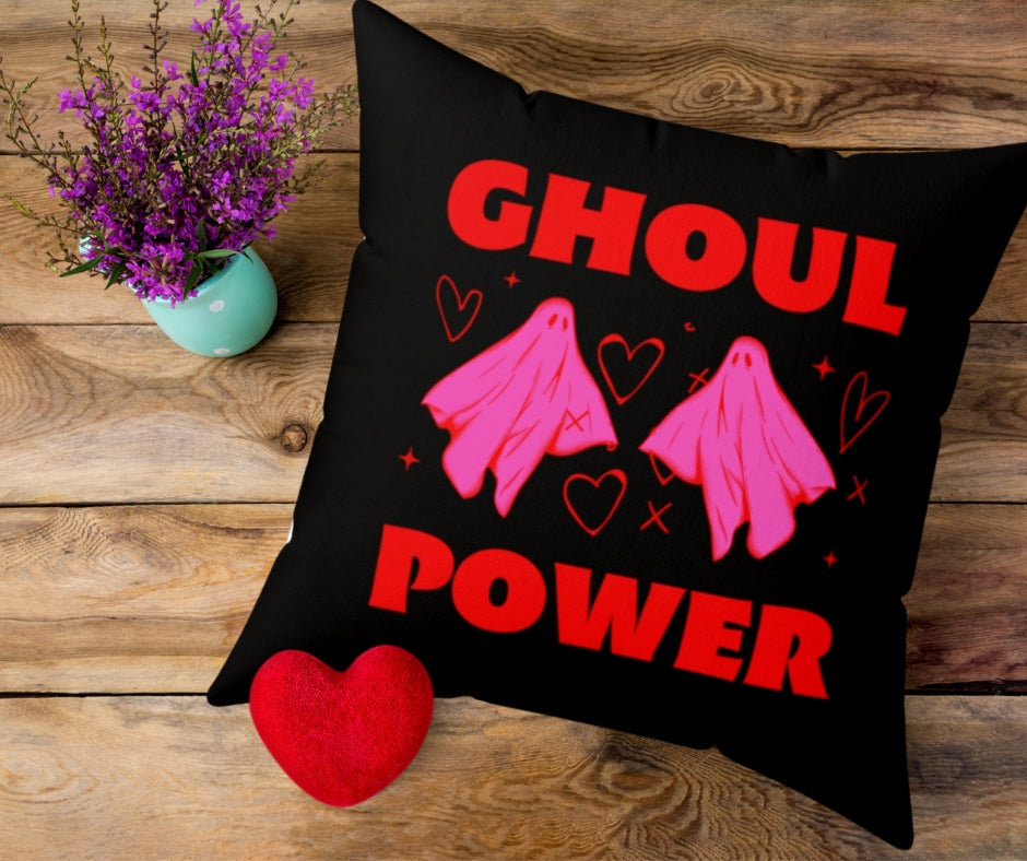 Ghoul Power Black Pillow Galentine's Day