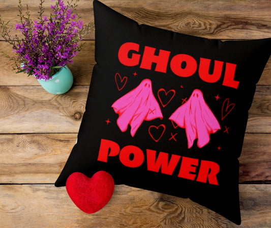 Ghoul Power Black Pillow Galentine's Day