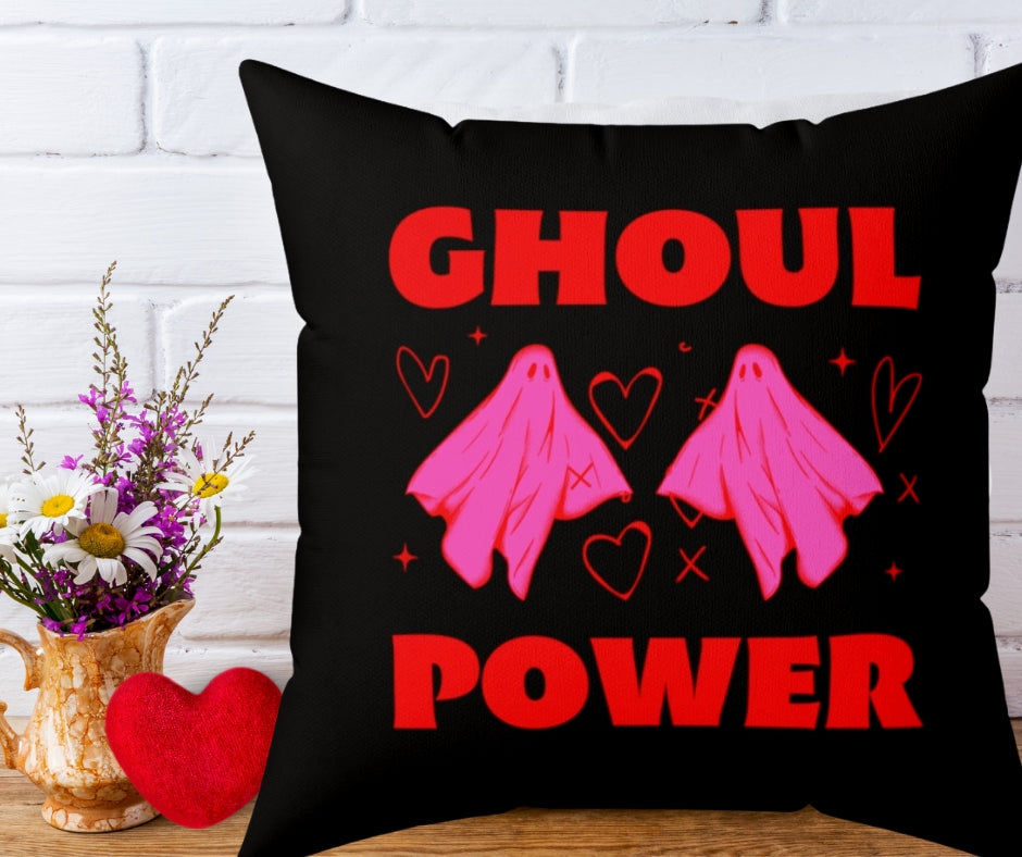 Ghoul Power Black Pillow Galentine's Day