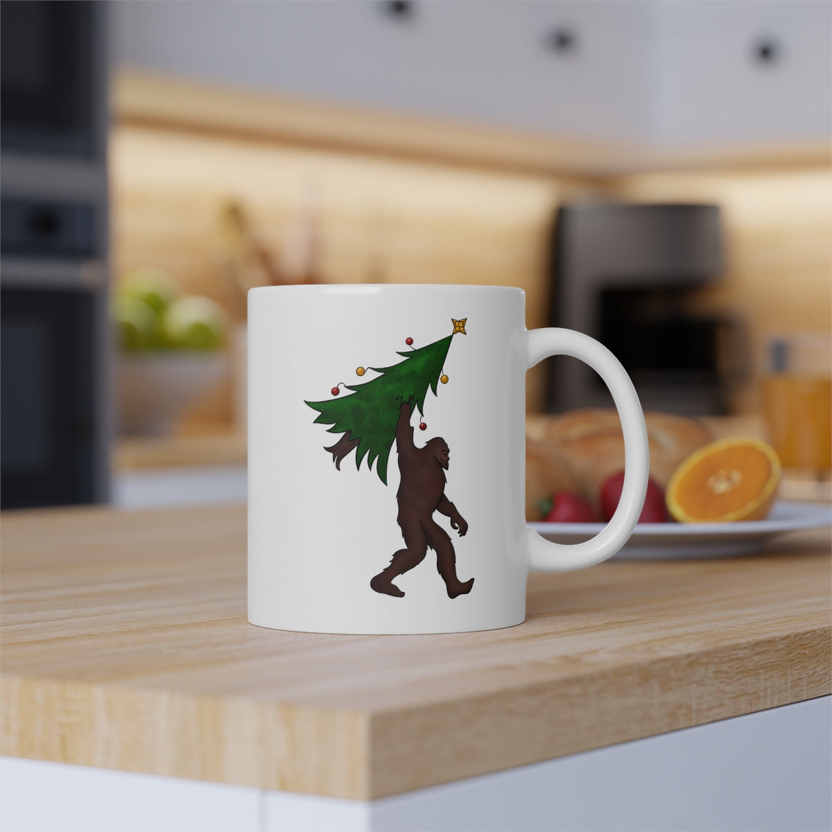 Sasquatch Cryptid Christmas Mug - Bigfoot Hunters Mystical Creatures Lovers Unknown Legends Coffee Cups